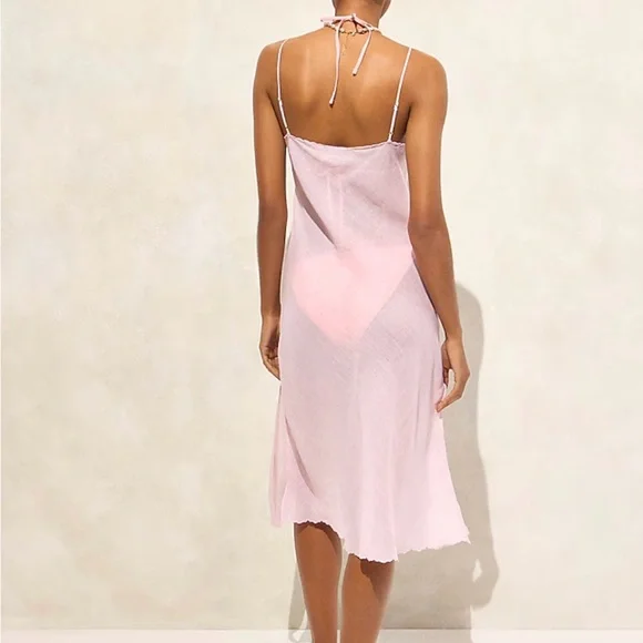 NWT J Crew Embroidered slip dress in ramie in porcelain pink size small - Picture 4 of 8